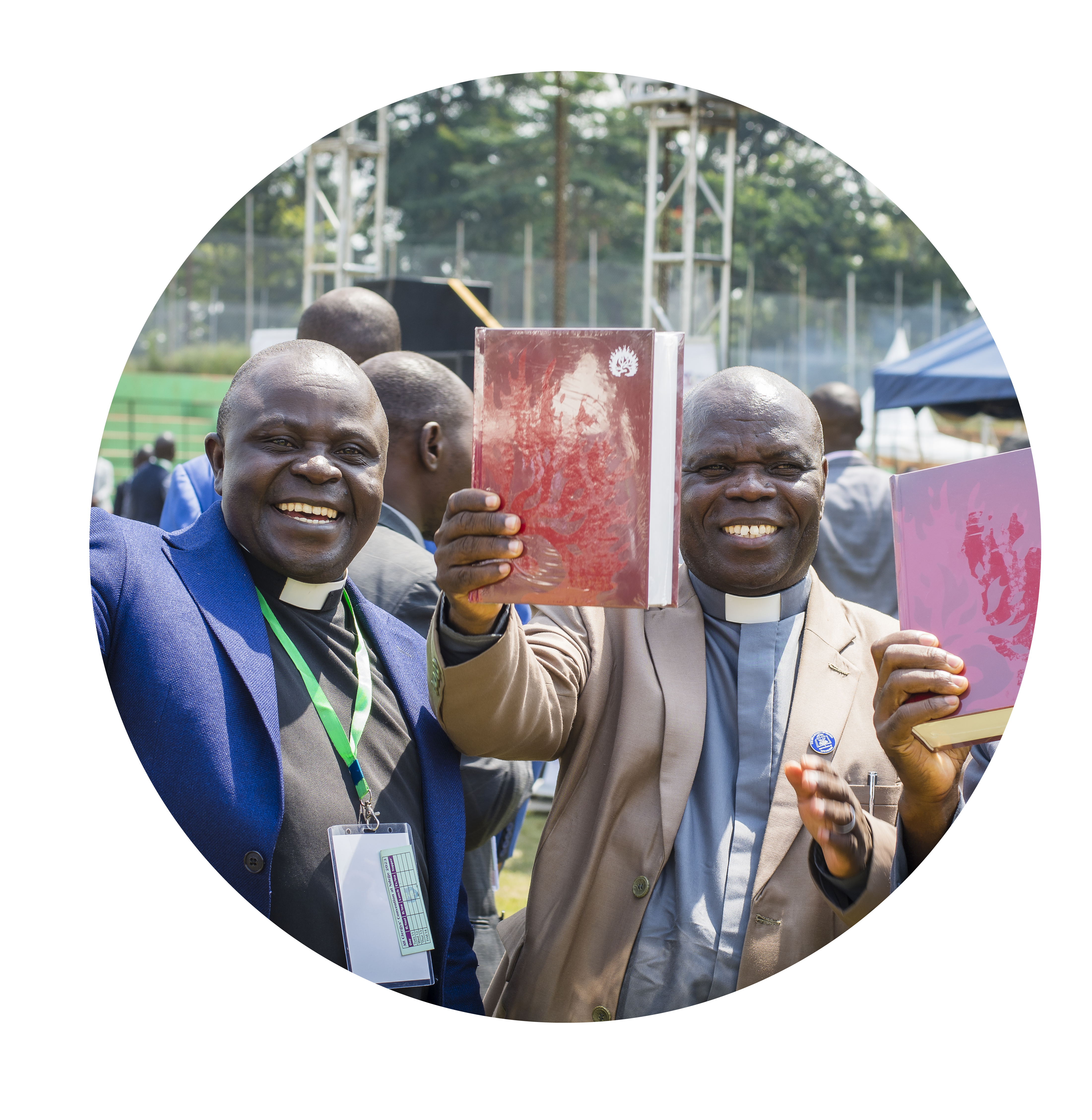 Men holding up Bibles